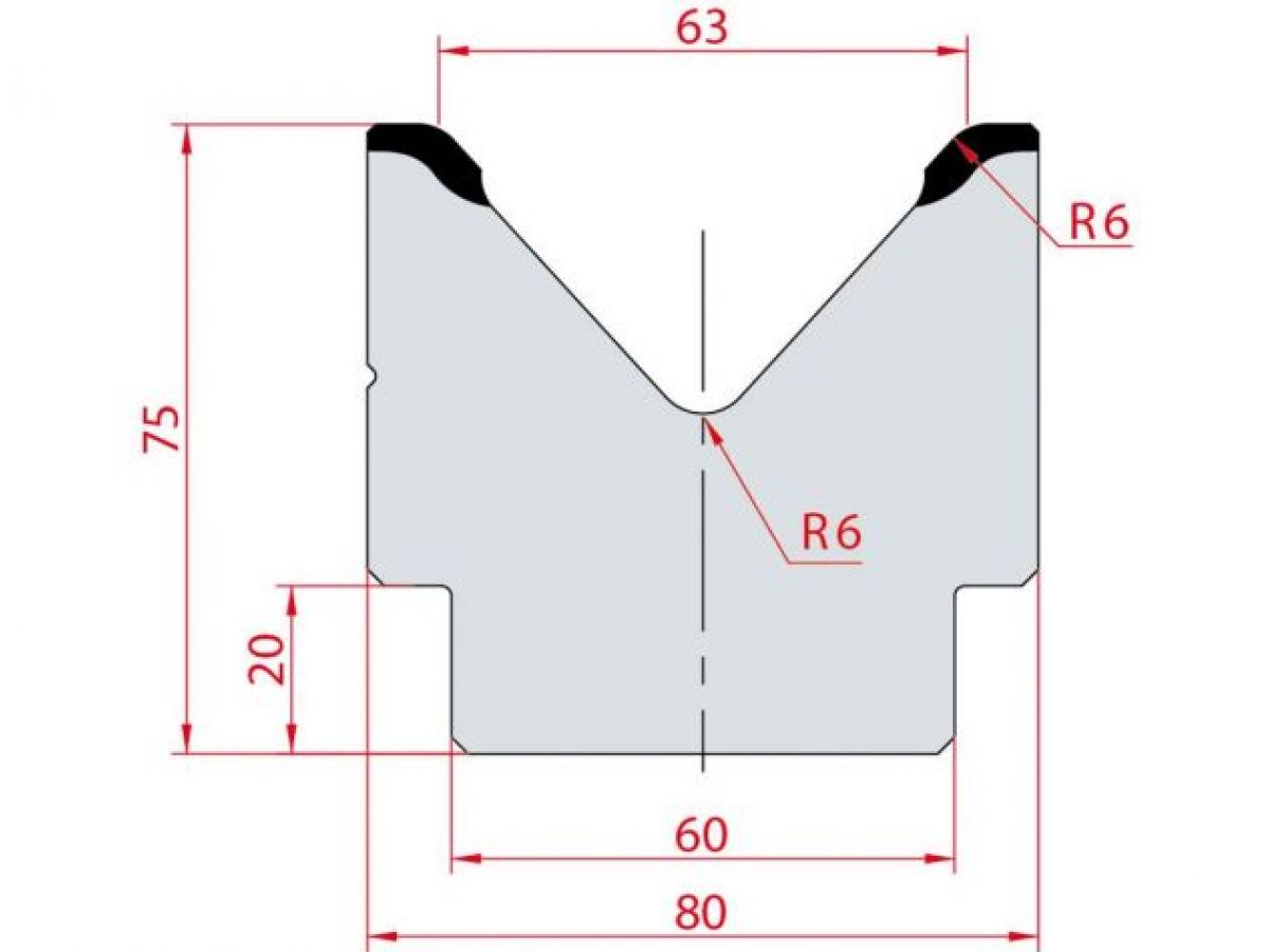 Cối chấn 1V 63 α=85º H75 Max. T/m=100