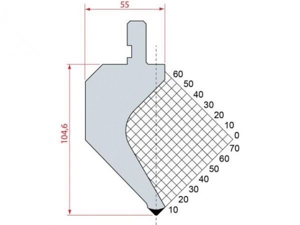 Dao chấn 85º 1172. H=104,6, R=0,8, Max T/m=50