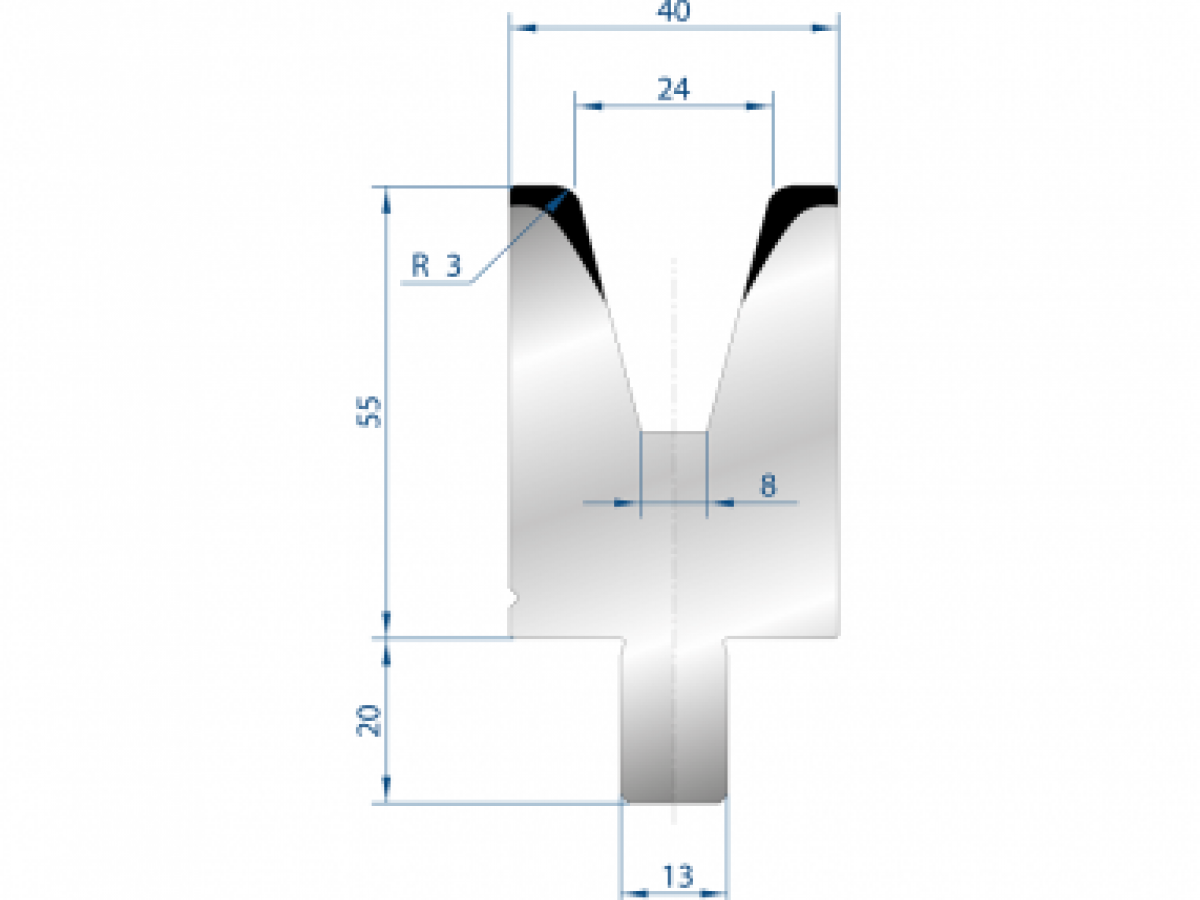 Cối chấn 1V 20 α=30º H55 Max. T/m=55