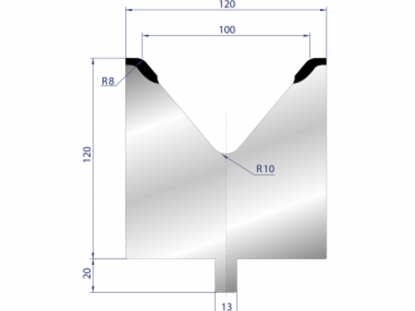 Cối chấn 1V 100 α=86º H120 R8 Max. T/m=100, C45