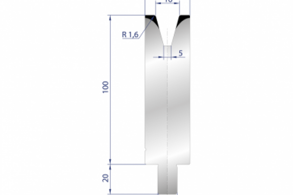 Cối chấn 1V 16 α=30º H100 Max. T/m=45, C45