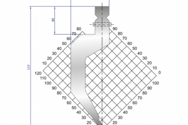 Dao chấn 80º, H=177, R=0.5 Max T/m=20, 42CrMo4