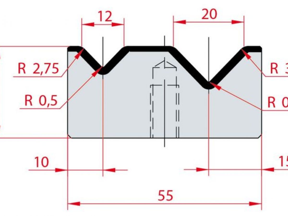 Cối chấn 2V 12/20 a=88º H26 Max. T/m=100