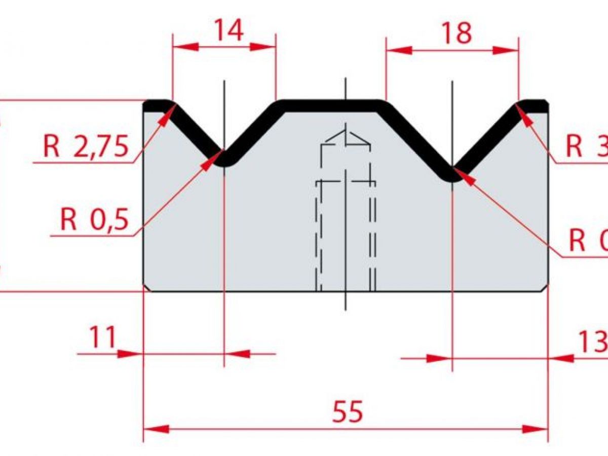 Cối chấn 2V 14/18 a=88º H26 Max. T/m=100