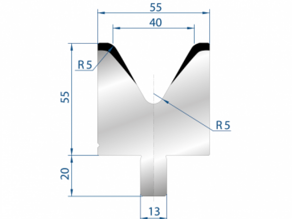Cối chấn 1V 40 α=60º H55 Max. T/m=100
