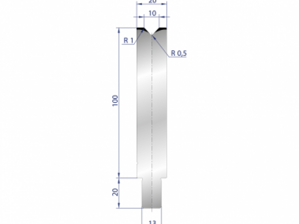 Cối chấn 1V 10 α=86º H100 R1 Max. T/m=100, C45