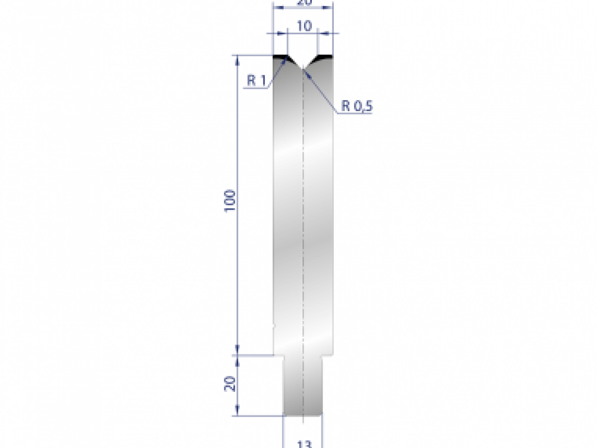 Cối chấn 1V 10 α=86º H100 R1 Max. T/m=100, C45