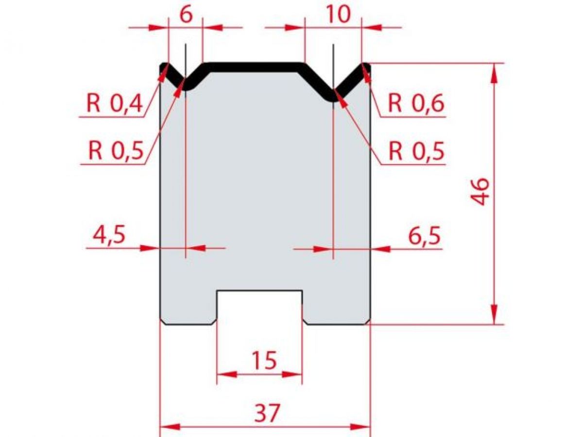 Cối chấn 2V 6/10 a=90º H46 Max. T/m=80