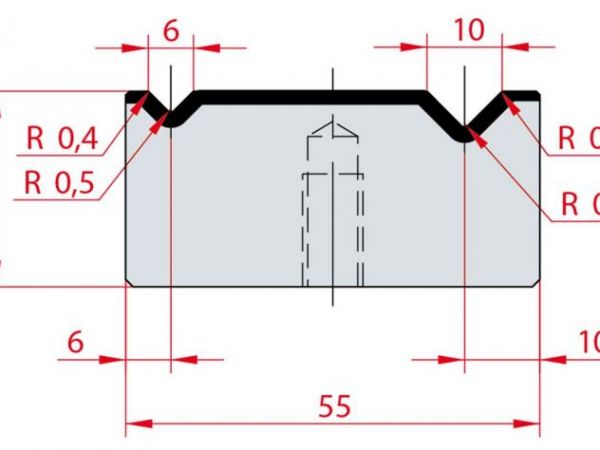 Cối chấn 2V 6/10 a=90º H26 Max. T/m=100