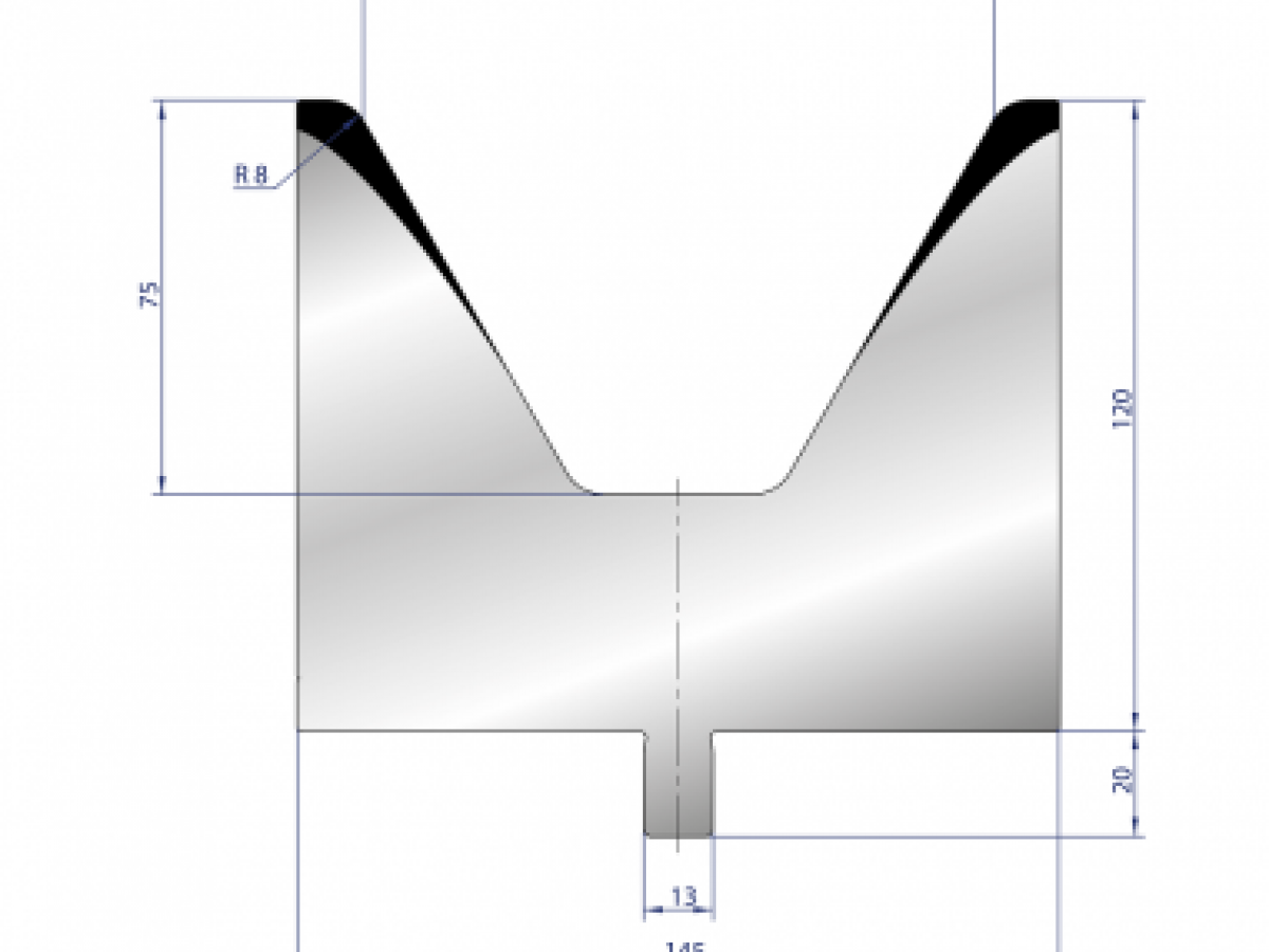 Cối chấn 1V 120 α=60º H100 Max. T/m=150, 42CrMo4