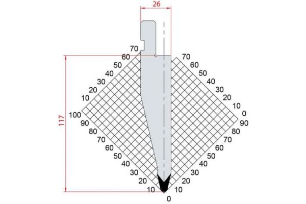 Dao chấn 26º 1192. H=117, R=3 Max T/m=100