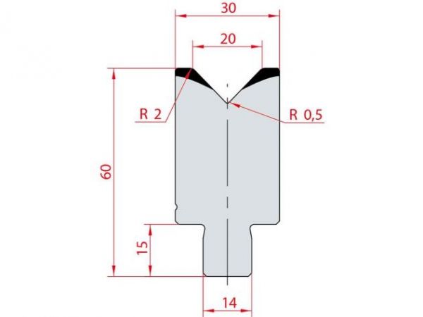 Cối chấn 1V 20 α=88º H60 Max. T/m=100
