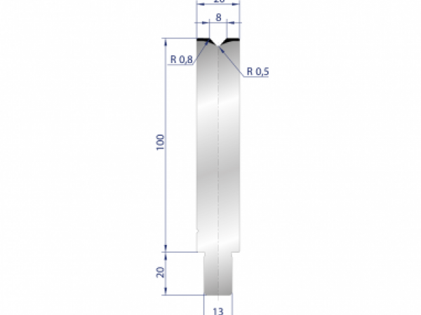 Cối chấn 1V 8 α=86º H100 R0.8 Max. T/m=100, C45