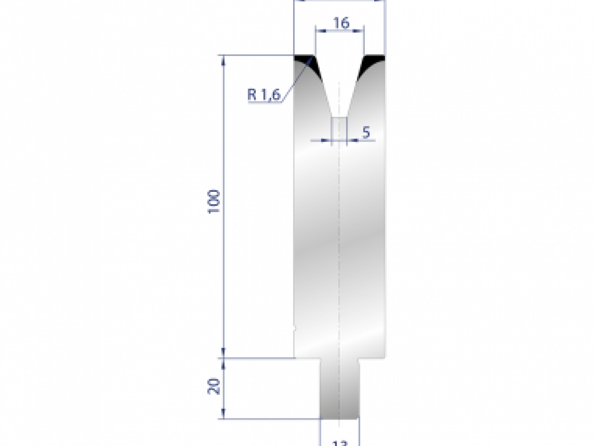 Cối chấn 1V 16 α=30º H100 Max. T/m=45, C45