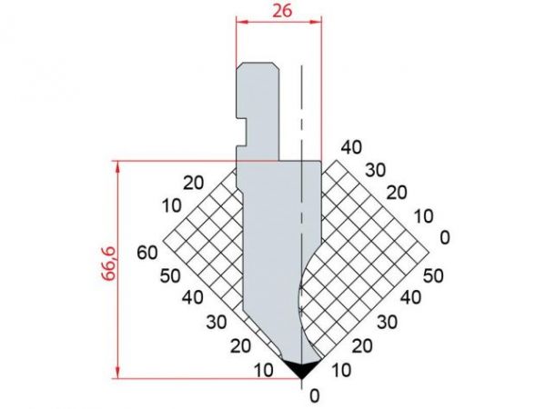 Dao chấn 85º 1260. H=66,6, R=0,8, Max T/m=100