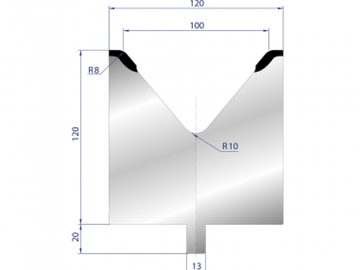 Cối chấn 1V 100 α=86º H120 R8 Max. T/m=100, C45