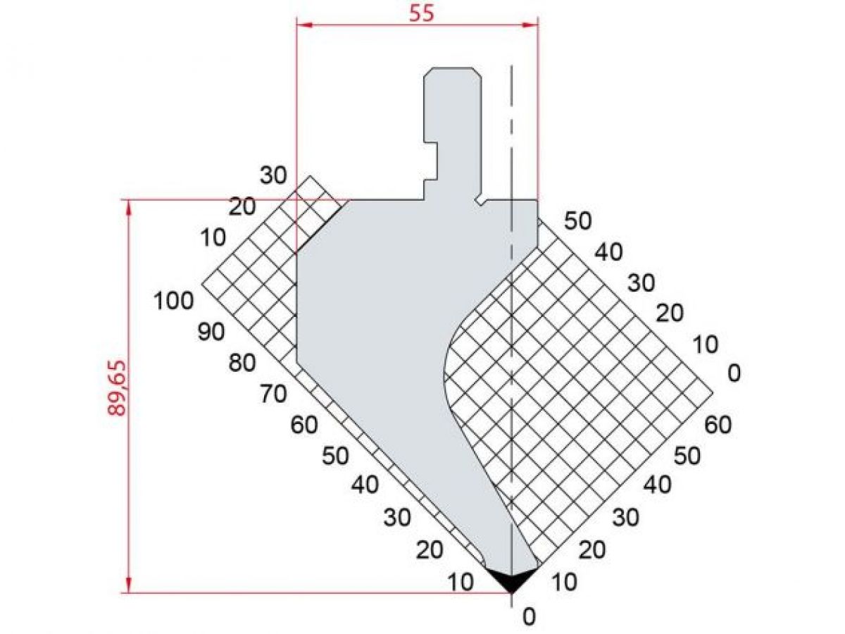 Dao chấn 90º 1013. H=89,65, R=0.8, Max T/m=60