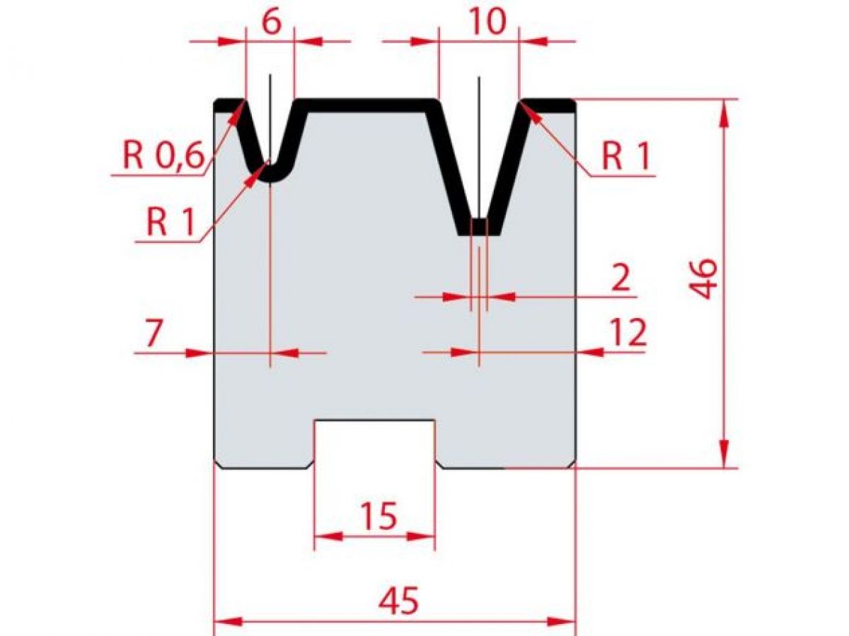 Cối chấn 2V 6/10 a=30º H46 Max. T/m=80