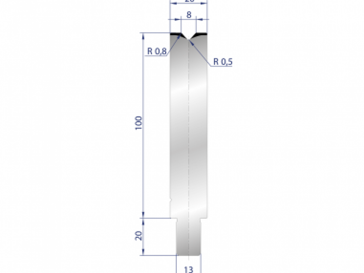 Cối chấn 1V 8 α=86º H100 R0.8 Max. T/m=100, C45