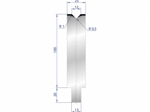 Cối chấn 1V 12 α=86º H100 R0.8 Max. T/m=100, C45