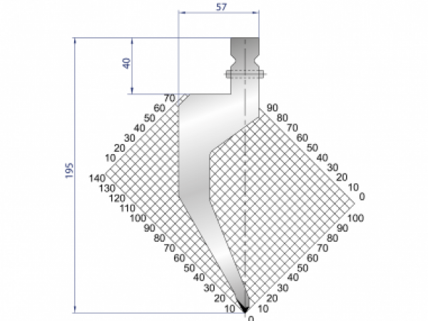 Dao chấn 60º, H=195, R=0.8 Max T/m=40, 42CrMo4