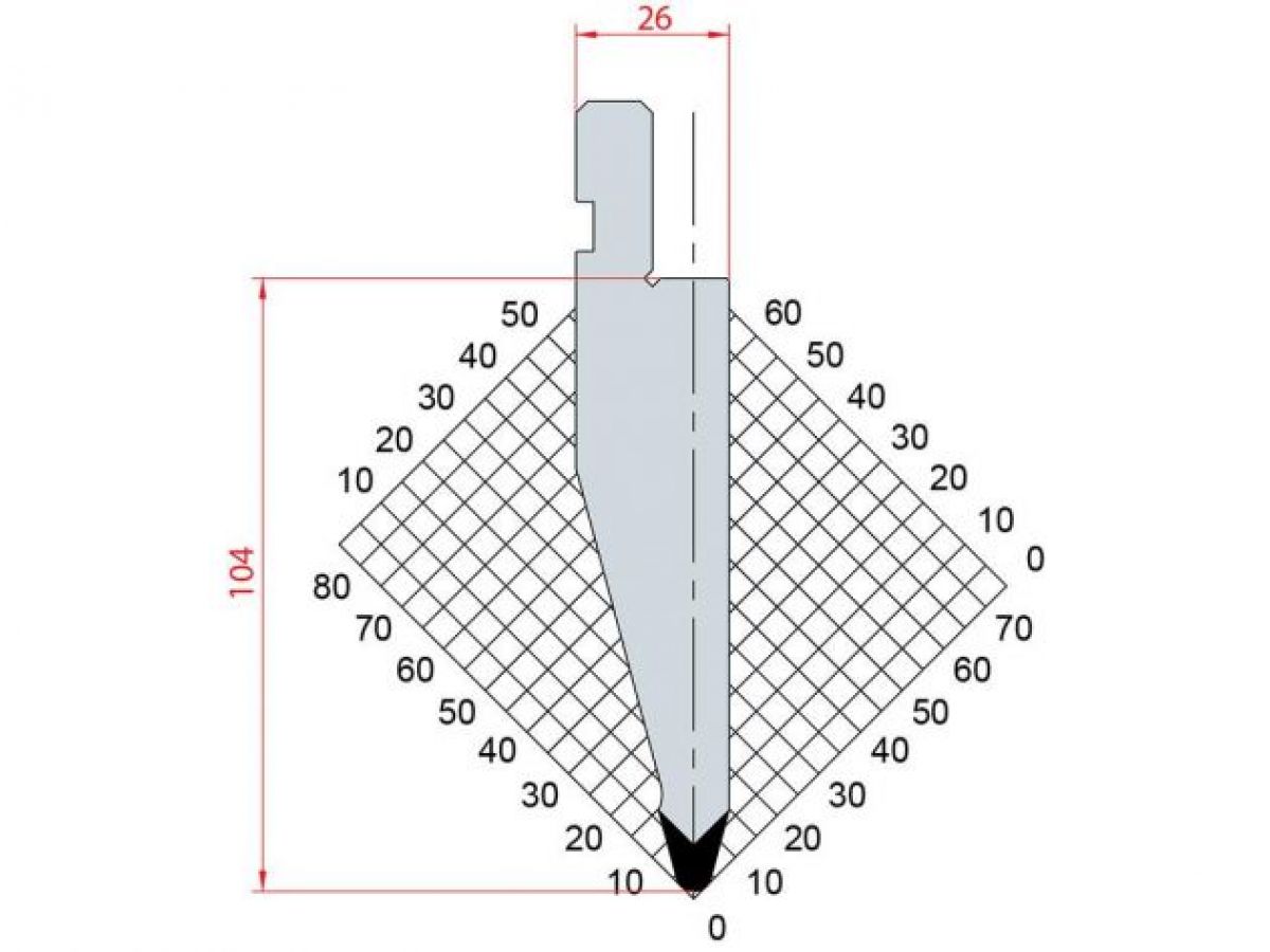 Dao chấn 30º 1289. H=104, R=3 Max T/m=100