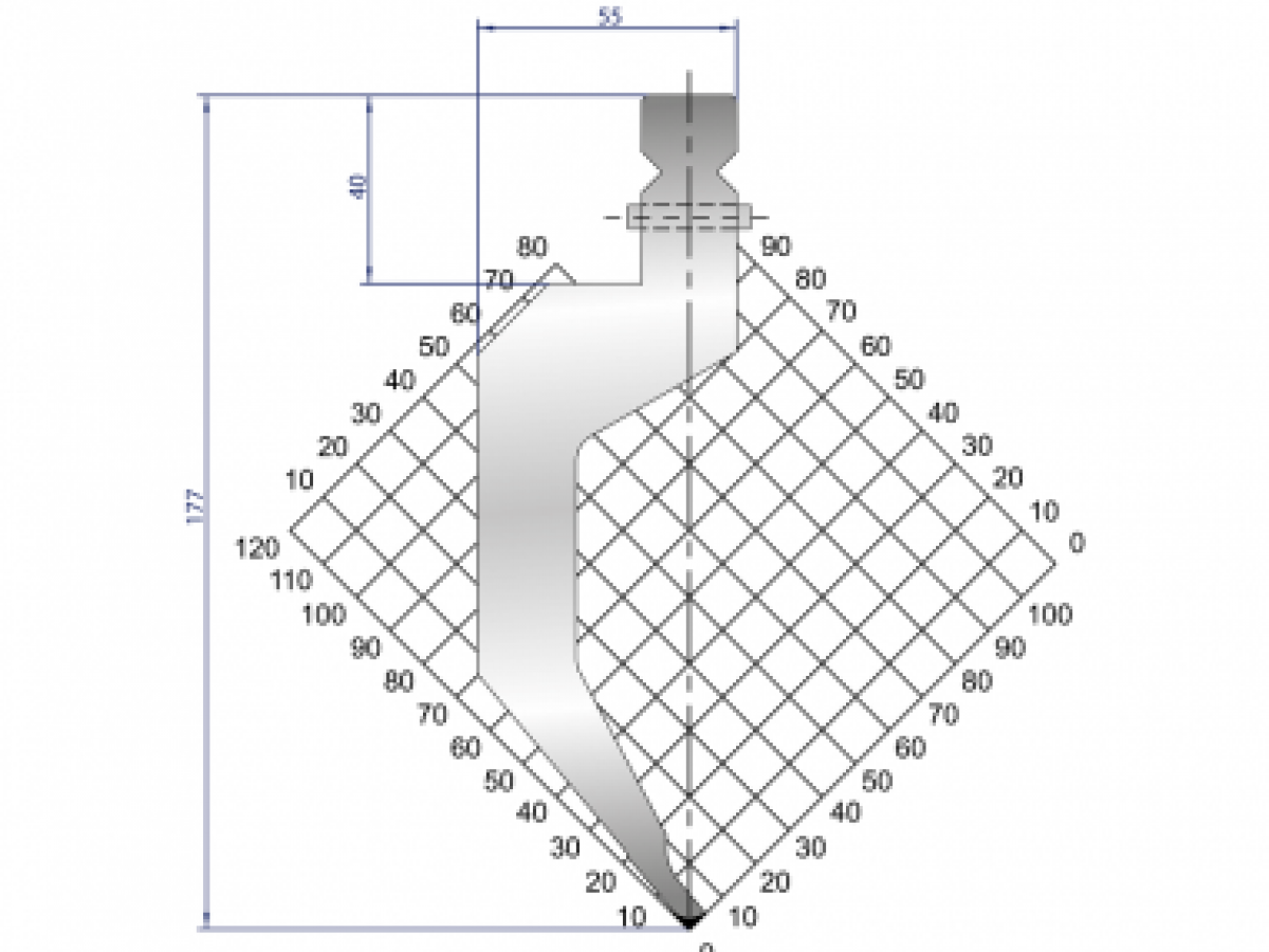 Dao chấn 80º, H=177, R=0.5 Max T/m=20, 42CrMo4
