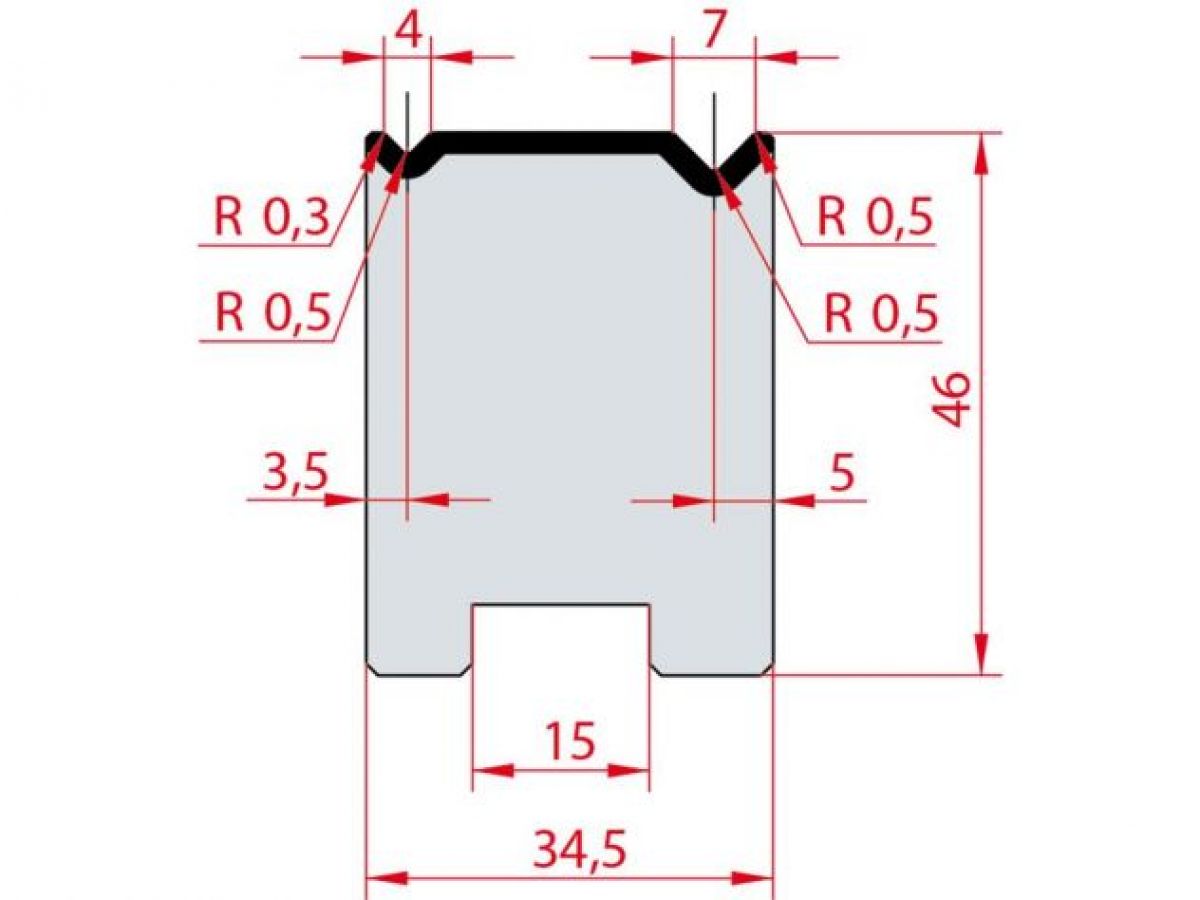 Cối chấn 2V 4/7 a=90º H46 Max. T/m=80
