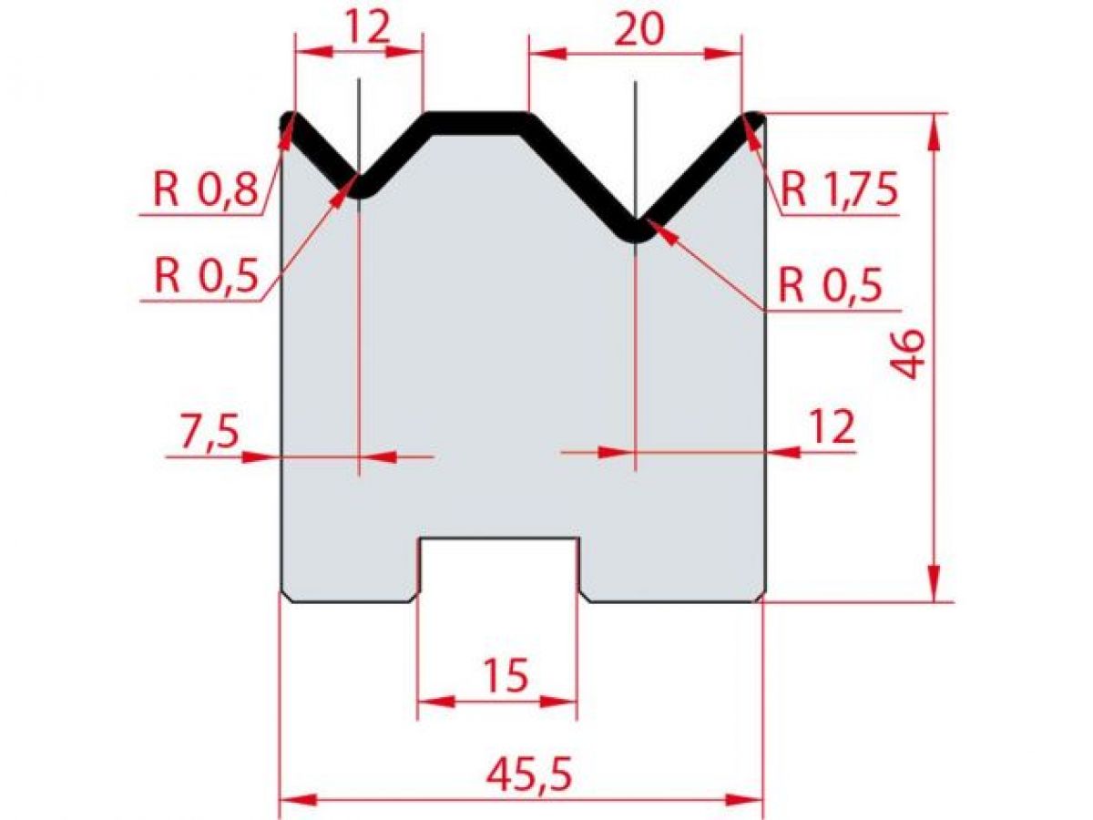 Cối chấn 2V 12/20 a=88º H46 Max. T/m=80