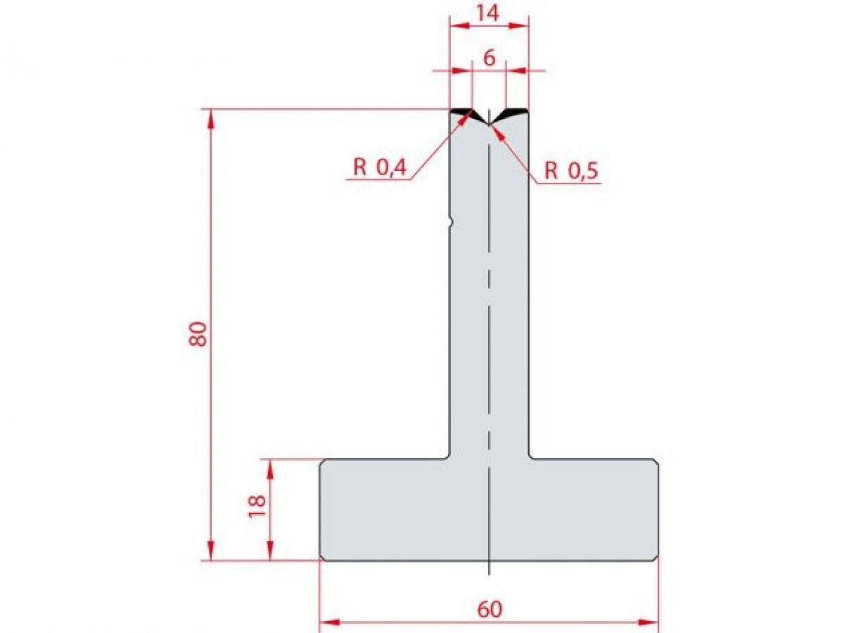Cối chấn T 1V 6 α=90º H80 Max. T/m=100