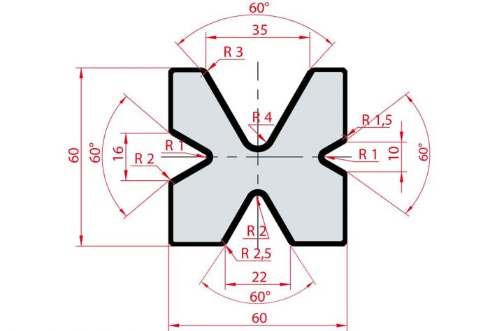 Cối chấn 4V 10/16/22/35 α=60º H60 Max. T/m=60