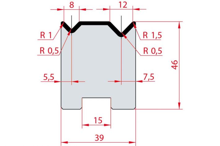 Cối chấn 2V 8/12 a=88º H46 Max. T/m=80