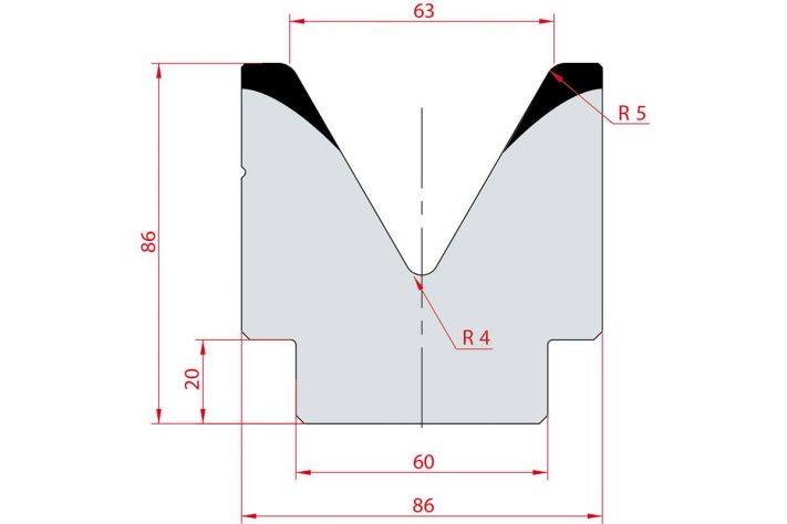 Cối chấn 1V 63 α=60º H86 Max. T/m=100