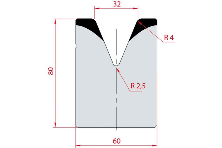 Cối chấn 1V 32 α=45º H80 Max. T/m=100