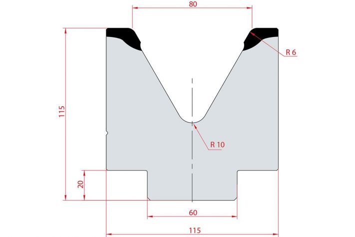 Cối chấn 1V 80 α=60º H115 Max. T/m=100