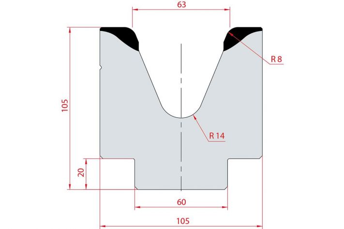 Cối chấn 1V 63 α=45º H105 Max. T/m=100