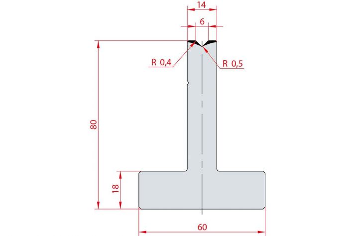 Cối chấn T 1V 6 α=90º H80 Max. T/m=100