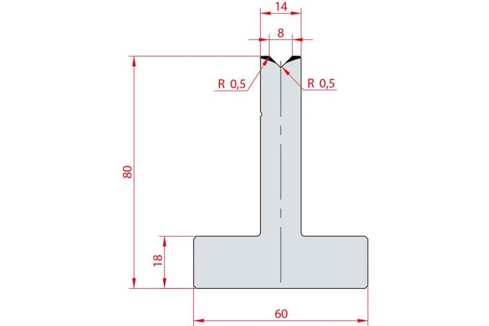 Cối chấn T 1V 8 α=90º H80 Max. T/m=100