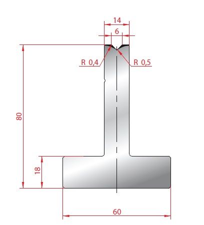 Cối chấn T 1V 6 α=88º H80 Max. T/m=100