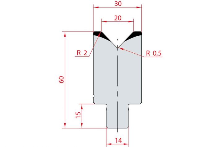 Cối chấn 1V 20 α=88º H60 Max. T/m=100