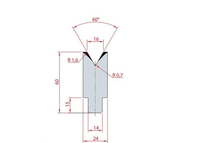 Cối chấn 1V 16 α=60º H60 Max. T/m=100