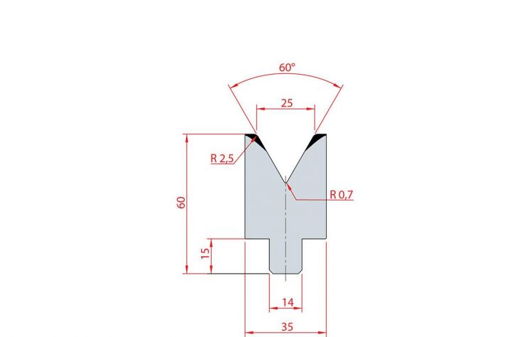 Cối chấn 1V 25 α=60º H60 Max. T/m=100