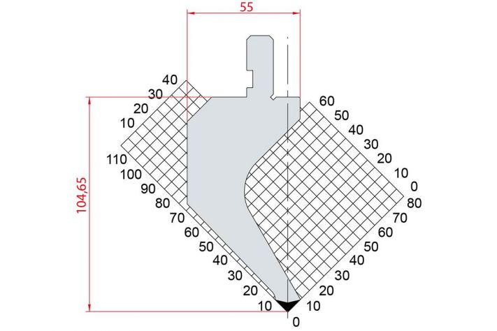 Dao chấn 90º 1016. H=104,65, R=0,8, Max T/m=50