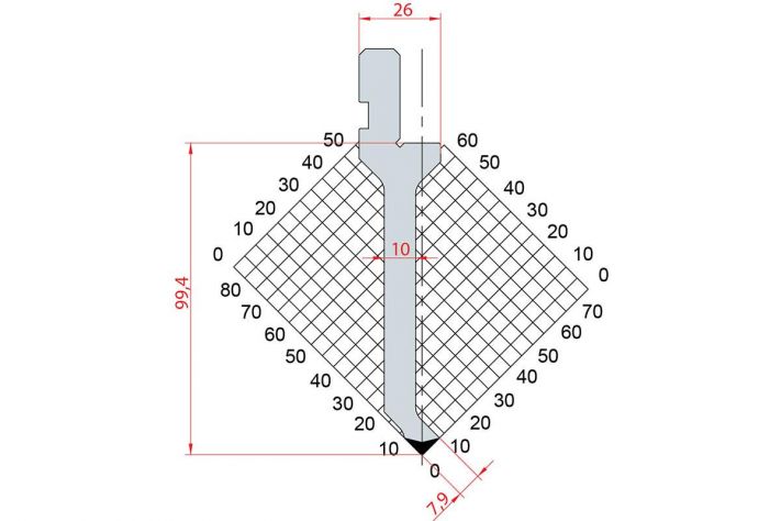 Dao chấn 90º 1028. H=99,4, R=0.6, Max T/m=50