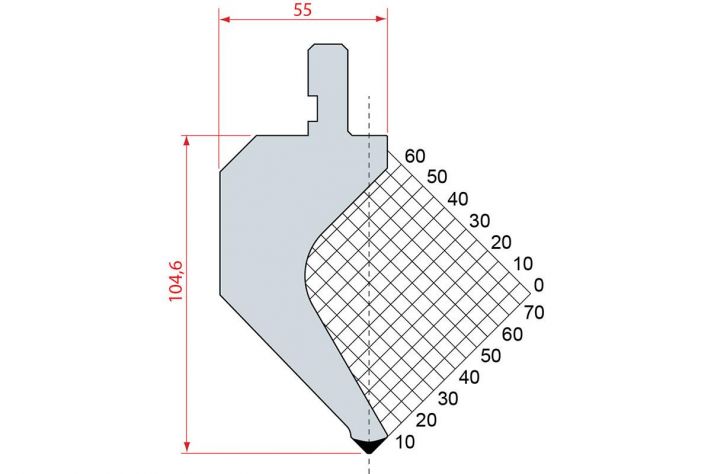 Dao chấn 85º 1172. H=104,6, R=0,8, Max T/m=50