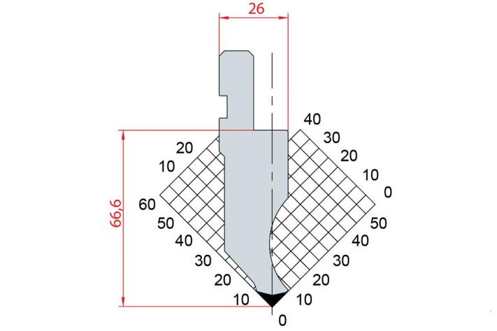 Dao chấn 85º 1260. H=66,6, R=0,8, Max T/m=100