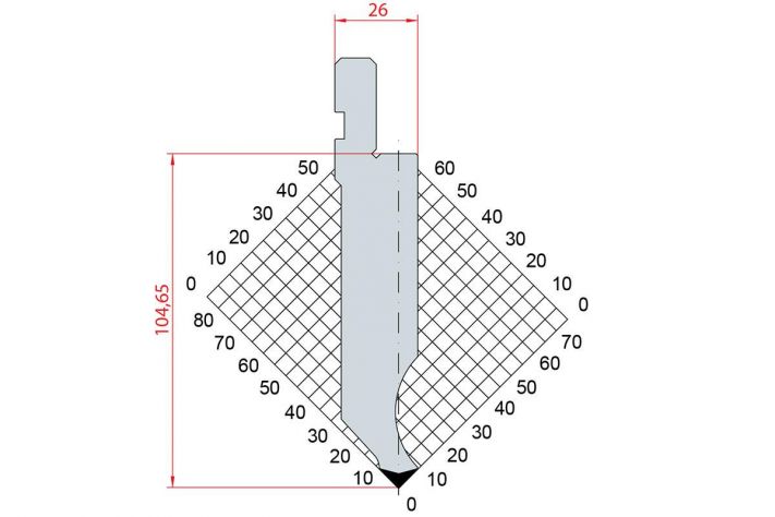 Dao chấn 85º 1281. H=104,65, R=0,8, Max T/m=100