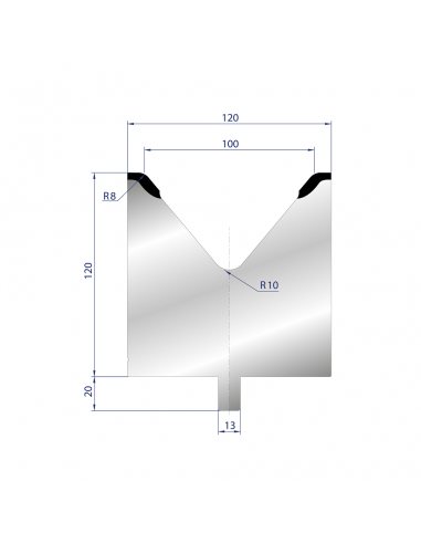 Cối chấn 1V 100 α=86º H120 R8 Max. T/m=100, C45