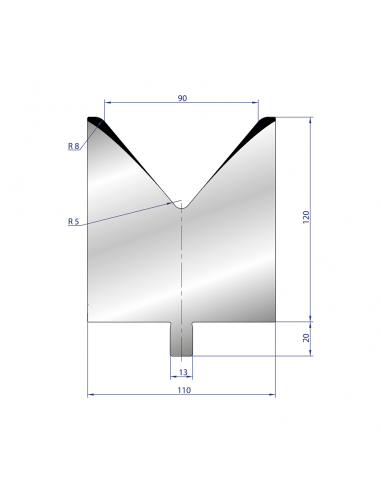 Cối chấn 1V 90 α=80º H100 Max. T/m=150, 42CrMo4