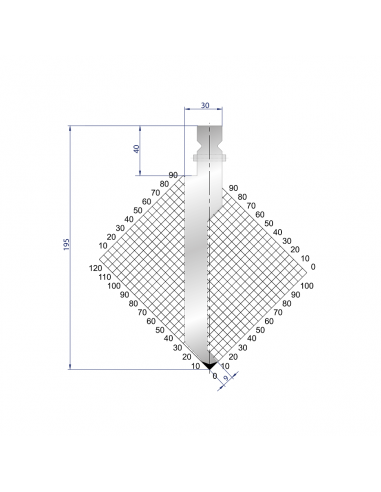 Dao chấn 86º, H=195, R=0.8 Max T/m=100, 42CrMo4